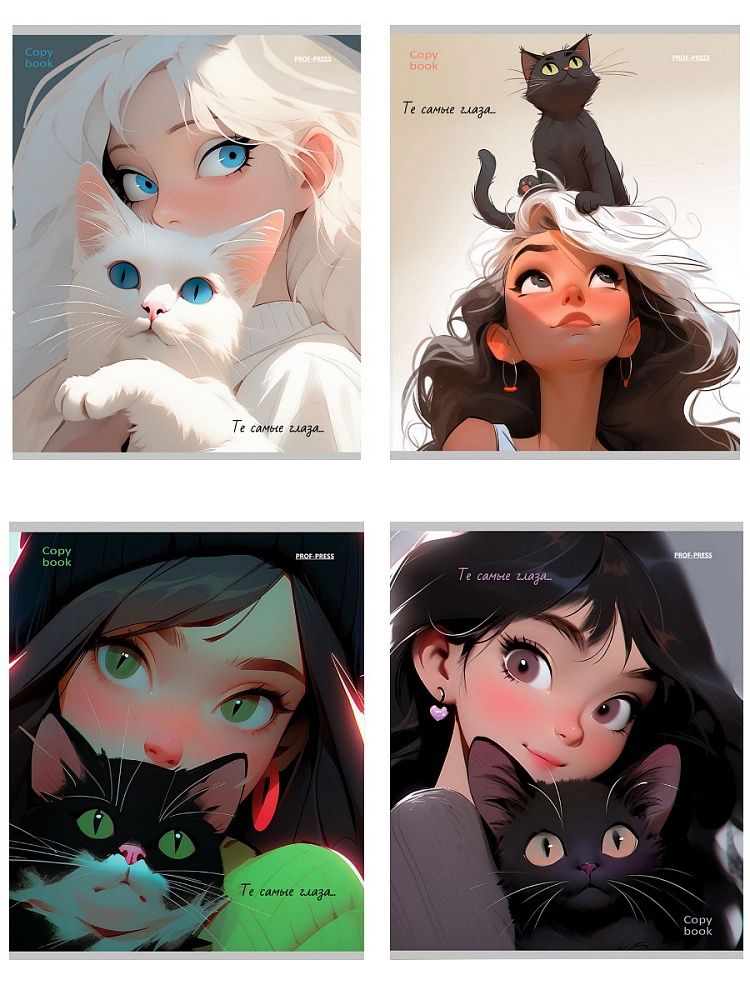 Teczka A5 - Dziewczyny i koty (kratka)