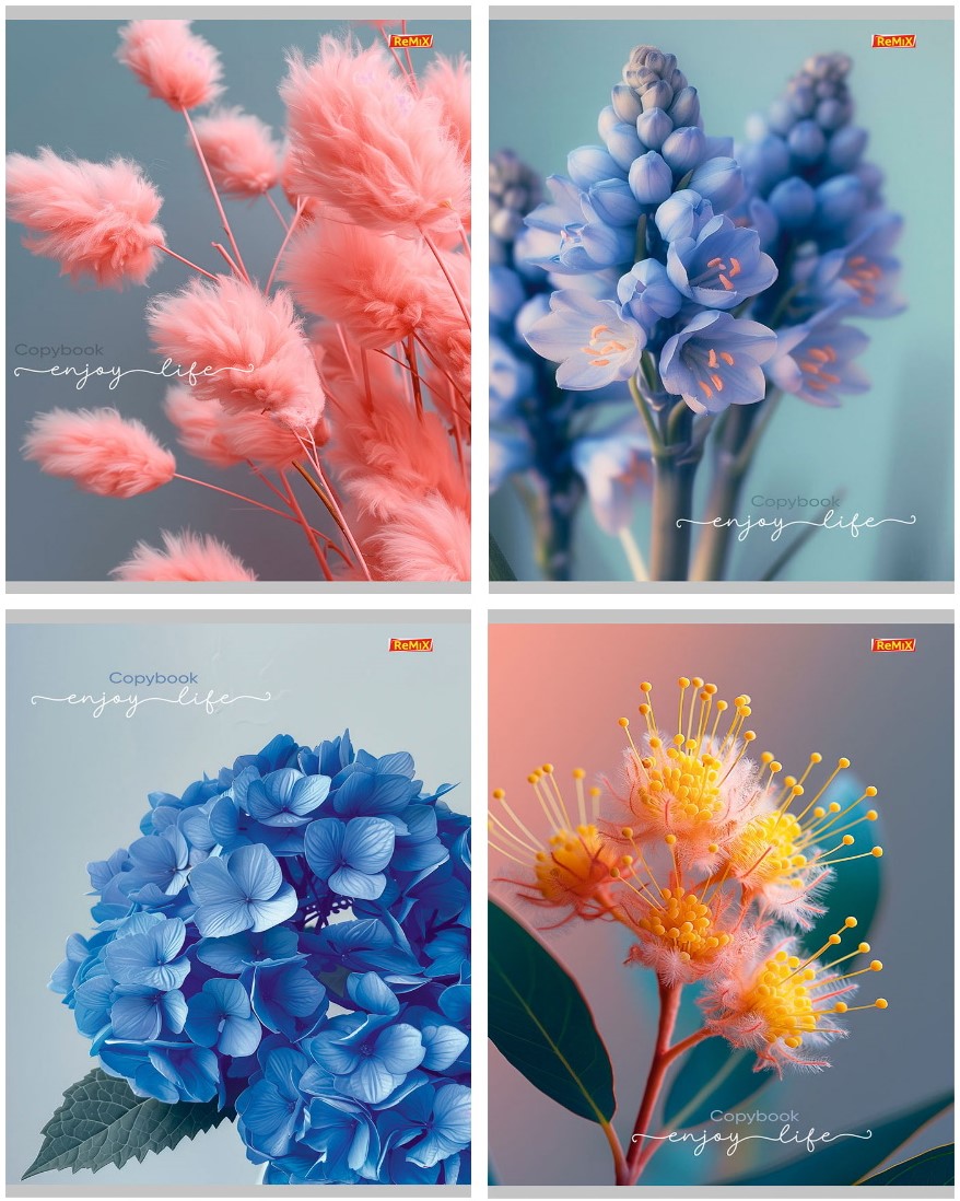 Тетрадь А5 - Нежные цветы - 15 (клетка)