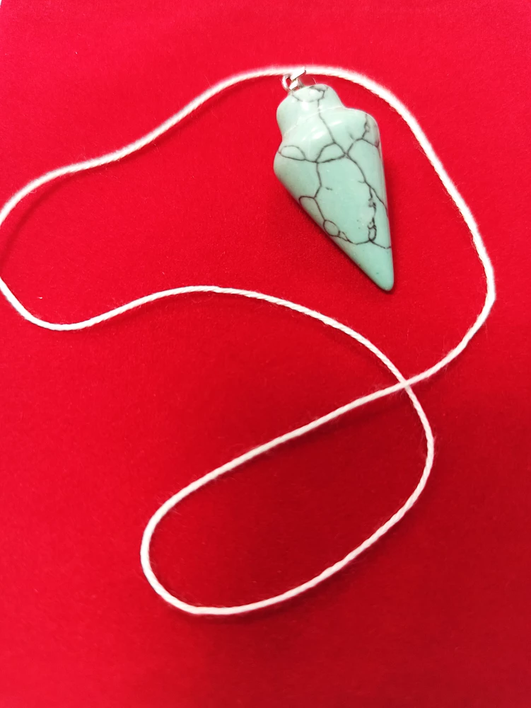Pendulum for biolocation made of stone. Turquoise (string + pouch) No. 3