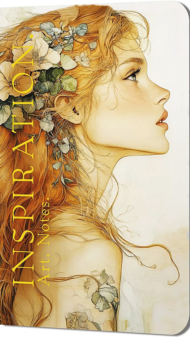 Bloknot Inspiration. Art. Notes. Rossetti (meitene ar ziediem matos)