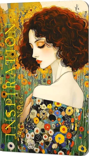 Notebook Inspiration. Art. Notes. Klimt (red-haired, curly girl, flower dress)