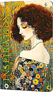 Notizbuch Inspiration. Kunst. Notizen. Klimt (rote, lockige Mädchen, Kleid mit Blumenmuster)
