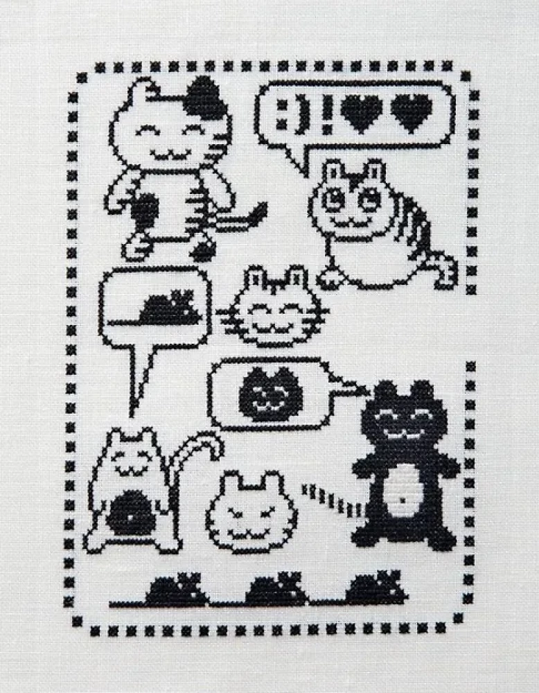 Lieblings französische Stickerinnen. Geheimnisvolle Katzen, gestickt mit Kreuzstich. 100 einzigartige Designs mit Mustern