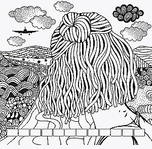 Stress Relief Coloring Book Relax (girl with cat)