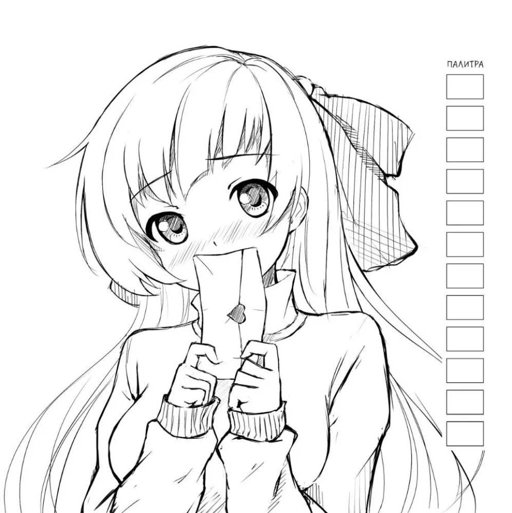 Anime! Раскраска для работы маркерами. Девочка с письмом