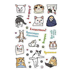 Наклейки Котомемы. Залипательно мемные стикеры для любителей котиков (черная обложка)