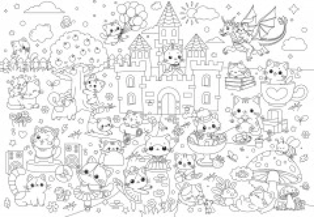Very Large Coloring Book. Cute Kittens