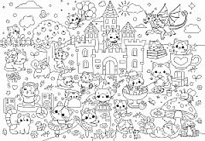 Very Large Coloring Book. Cute Kittens