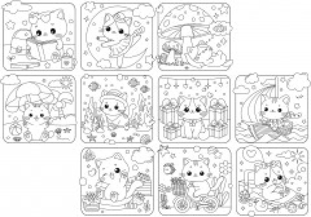 Very Large Coloring Book. Cute Kittens