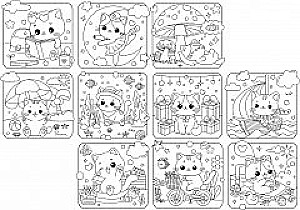 Very Large Coloring Book. Cute Kittens