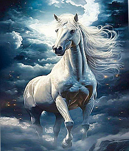 Numbered painting with platinum leaf - Noble white horse
