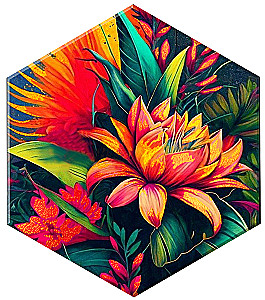 Numbered painting with gold leaf Hexagon - Tropical flowers