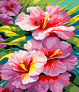 Numbered Painting with Gold Leaf - Korean Hibiscus