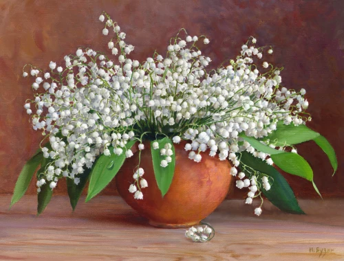 Paint by Numbers - Lilac. Bouquet of Lily of the Valleys in a Pot