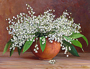 Paint by Numbers - Lilac. Bouquet of Lily of the Valleys in a Pot