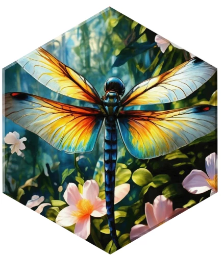 Paint by numbers HEXAGON (37x32x1.8) DRAGONFLY (28 colors)