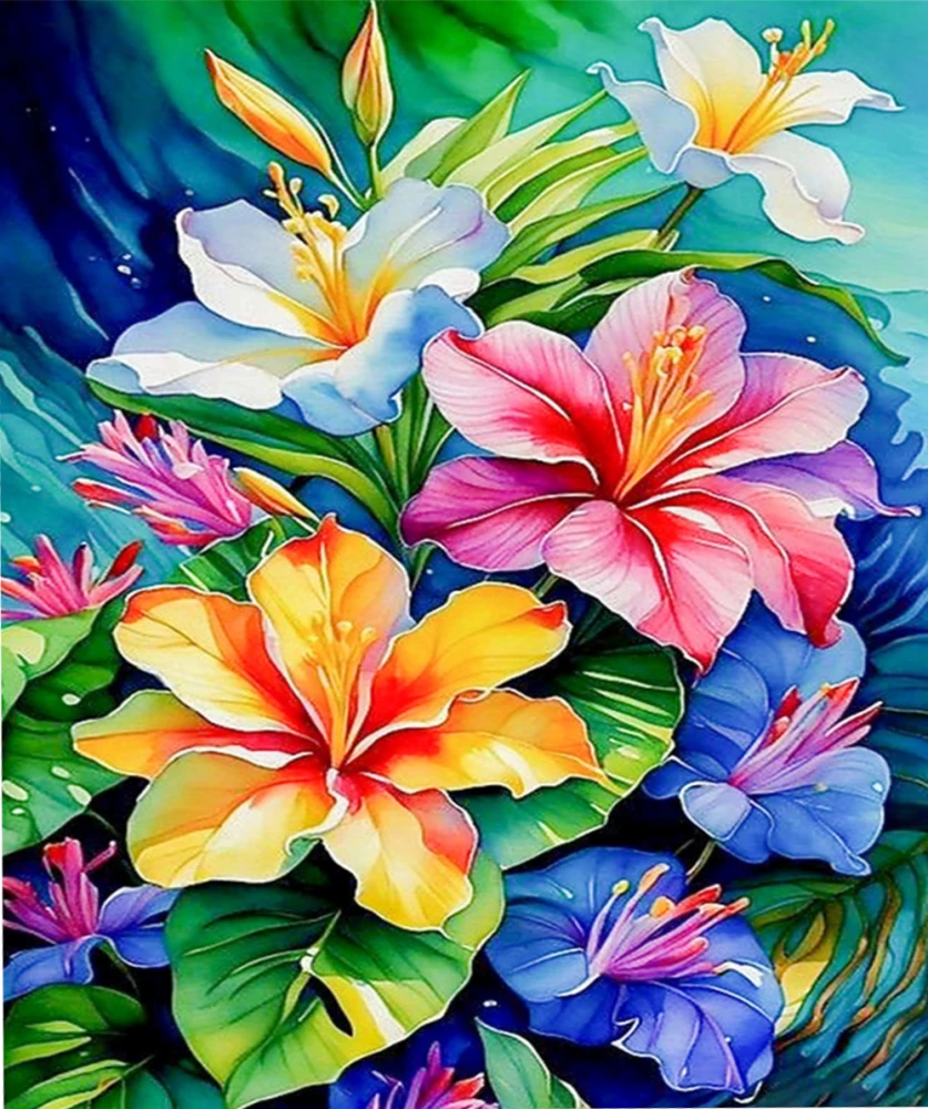 Gemälde nach Zahlen - Bunte Lilien
