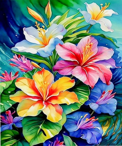 Painting by Numbers - Colorful Lilies