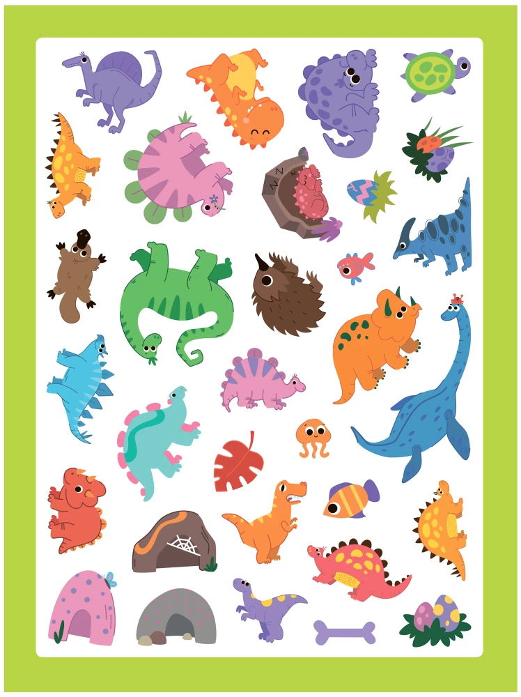 Sticker Packs. Collection of Stickers. Bright Dinosaurs