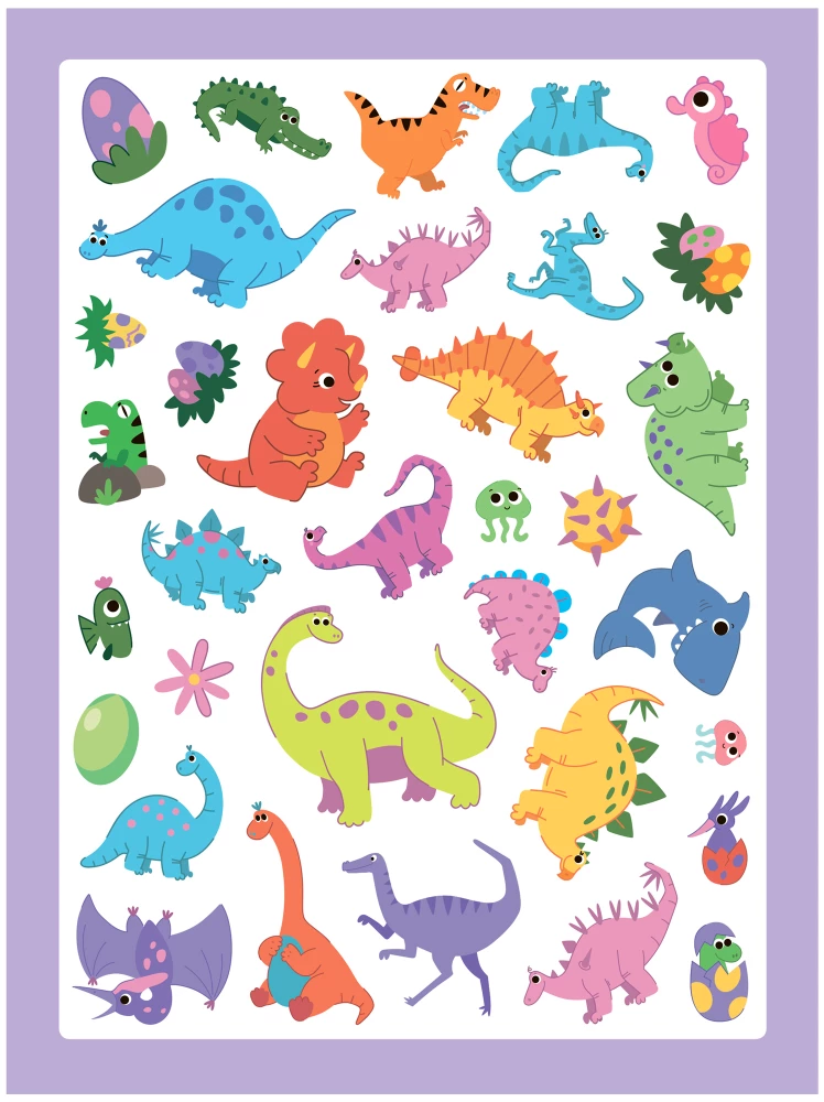 Sticker Packs. Collection of Stickers. Bright Dinosaurs