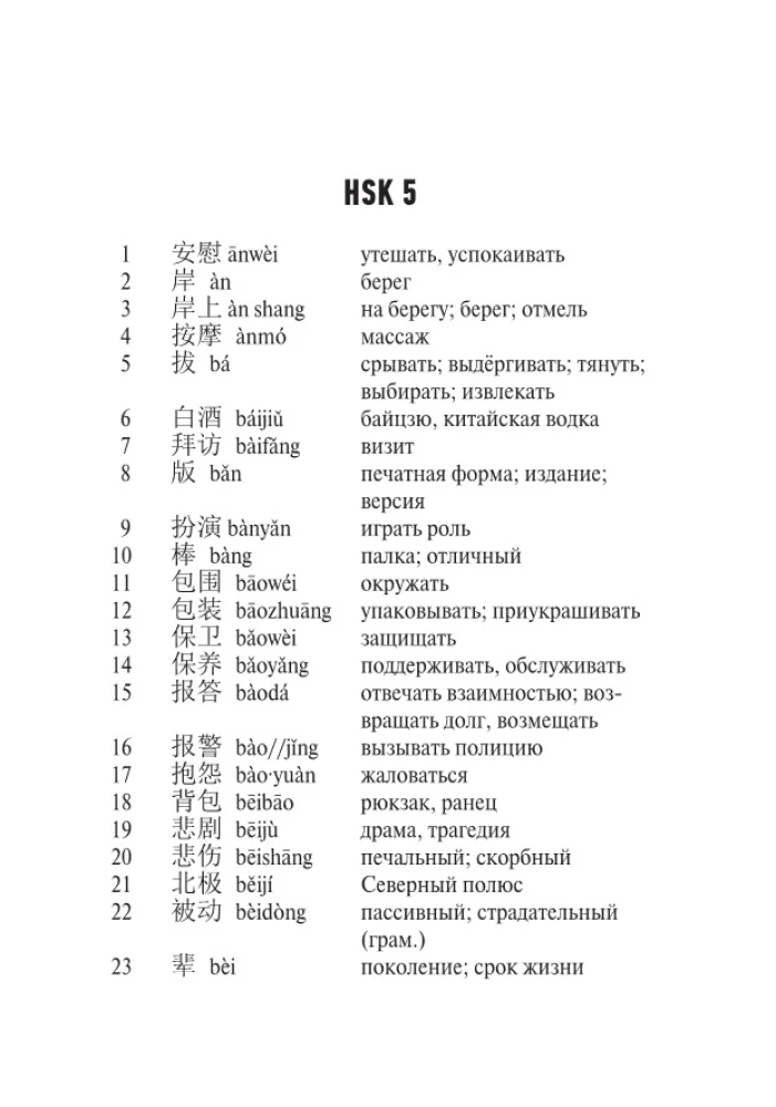Chinese Language. Vocabulary Dictionary for HSK Levels 5-6