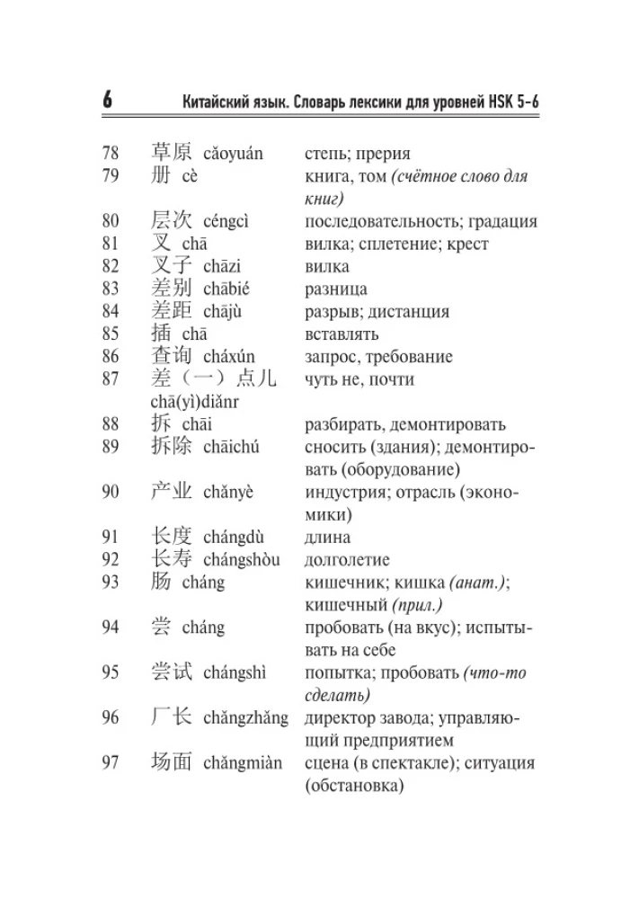 Chinese Language. Vocabulary Dictionary for HSK Levels 5-6