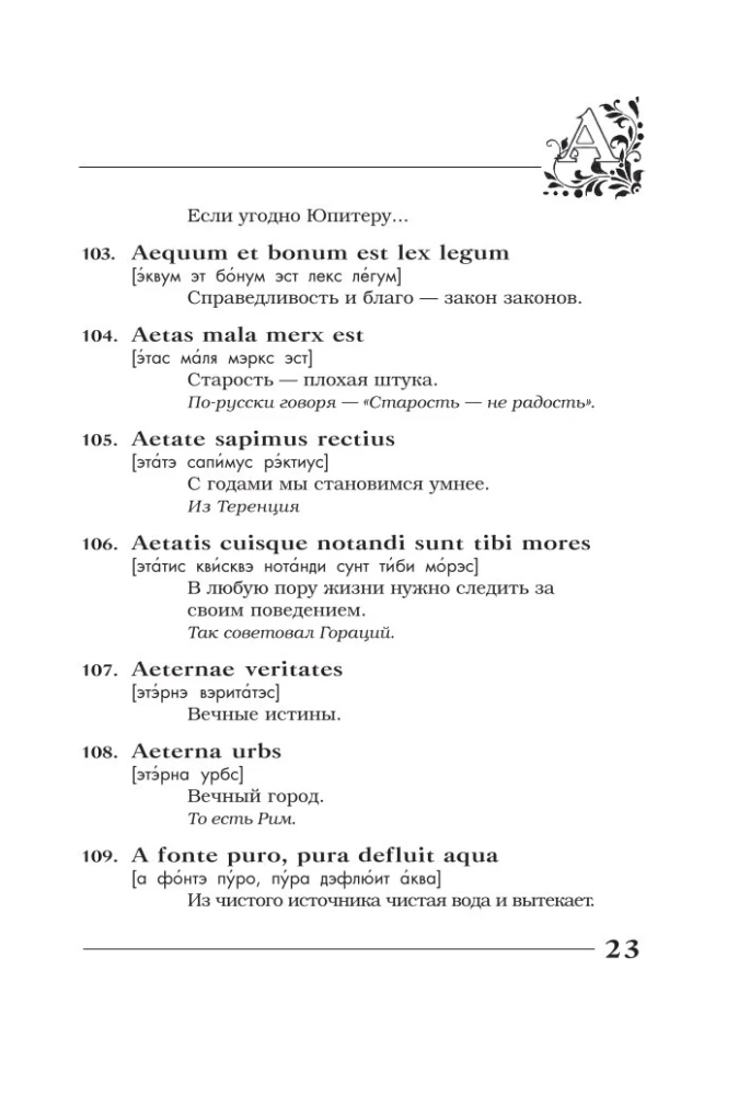 Eternal truths in eternal Latin. De verbo in verbum. Latin sayings