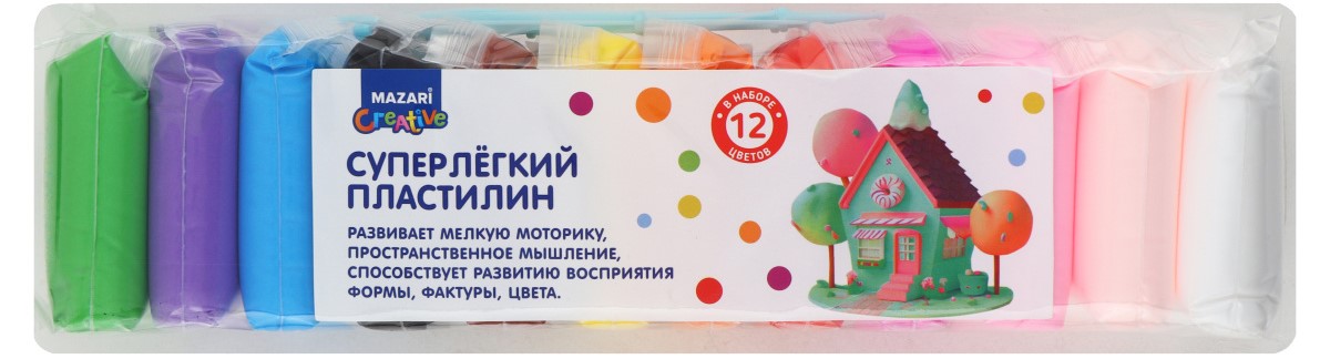 Superlengvas plastilinas (12 spalvų)