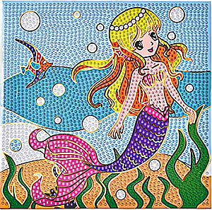 Diamond mosaic with gold embossing - Mermaid (20x20 cm)