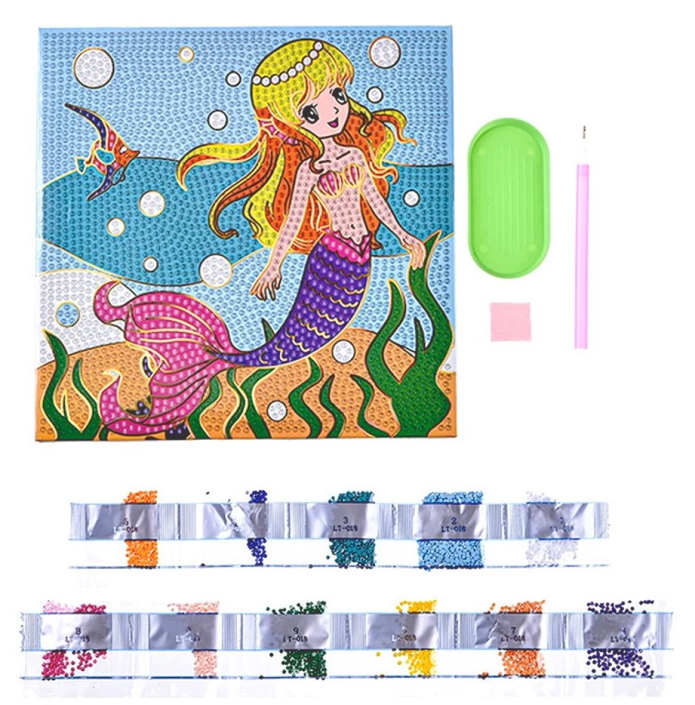 Diamond mosaic with gold embossing - Mermaid (20x20 cm)