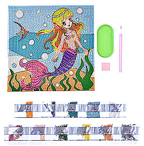 Diamond mosaic with gold embossing - Mermaid (20x20 cm)