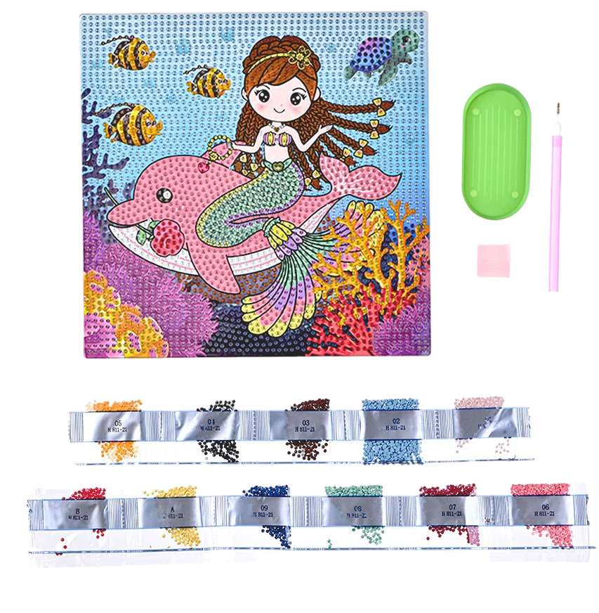 Diamantmosaik Nixe, 20x20 cm, vollständige Auslage