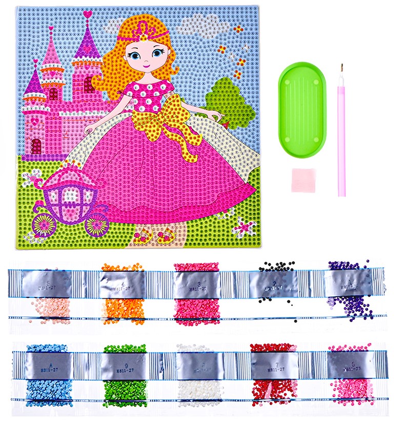 Diamantmalerei Prinzessin, 20x20 cm, vollständige Auslegung