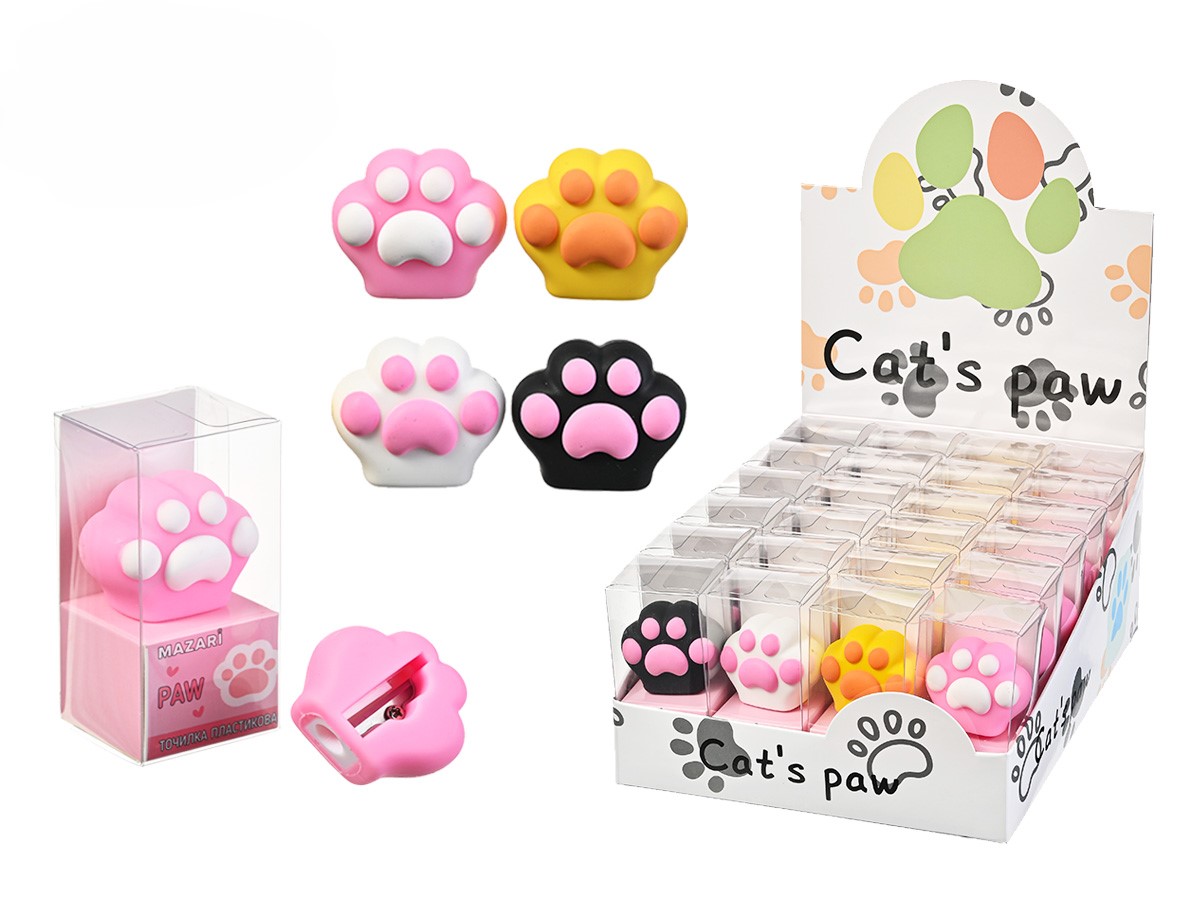 Plastic Sharpener Paw, 1 sharpening hole, assorted