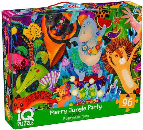 IQ Puzzle z grą rozwijającą - Wesołe przyjęcie w dżungli (96 elementów)