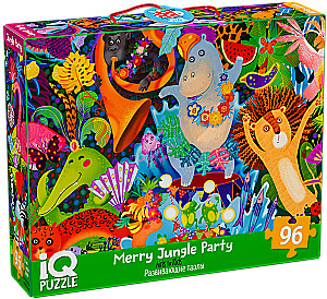 IQ Puzzle z grą rozwijającą - Wesołe przyjęcie w dżungli (96 elementów)