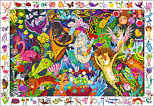 IQ Puzzle z grą rozwijającą - Wesołe przyjęcie w dżungli (96 elementów)