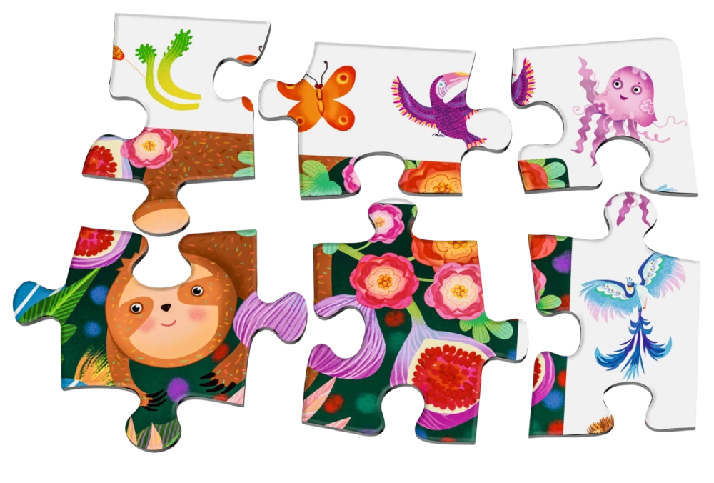 IQ Puzzle z grą rozwijającą - Wesołe przyjęcie w dżungli (96 elementów)