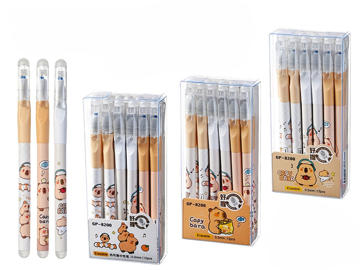 Ручка гелевая со стираемыми чернилами Капибара, синяя, в ассортименте