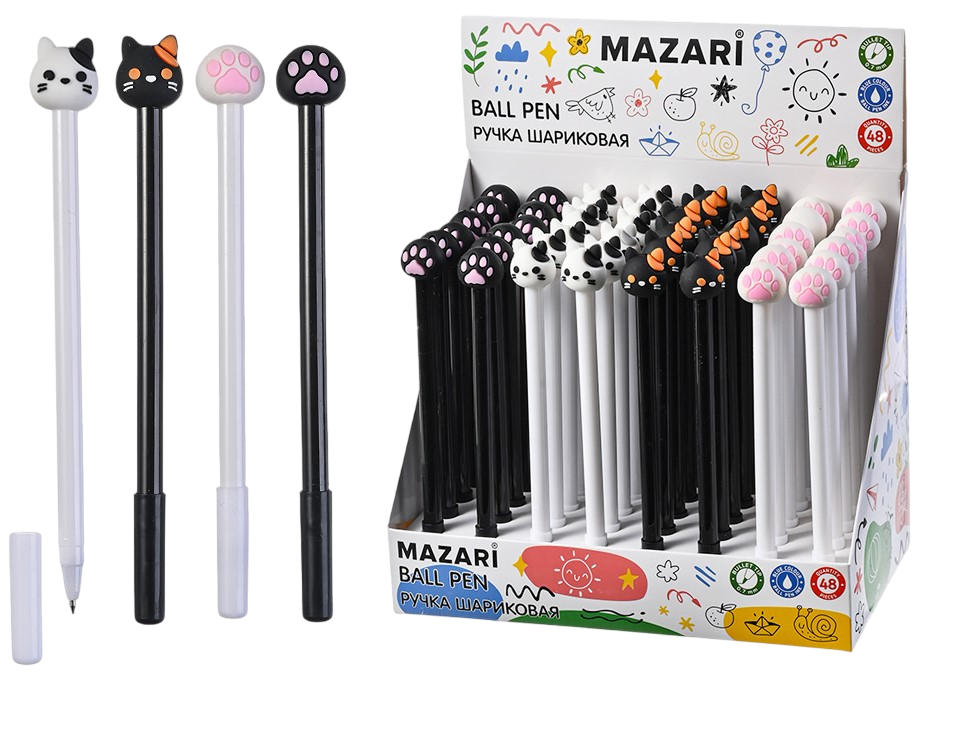 Ручка шариковая Коты-лапки, синяя, в ассортименте