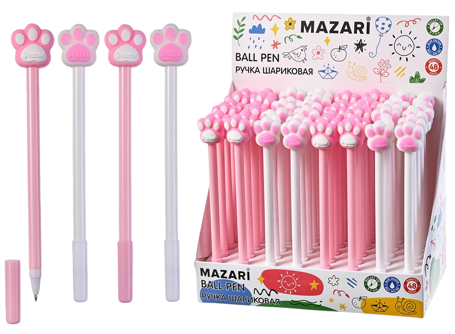 Ручка шариковая Лапки, синяя, в ассортименте