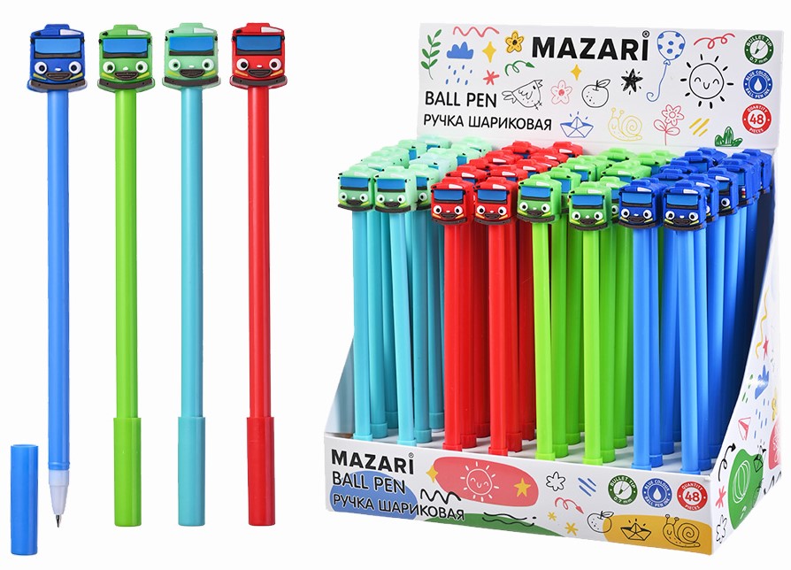 Ручка шариковая - Машинки, синяя, в ассортименте