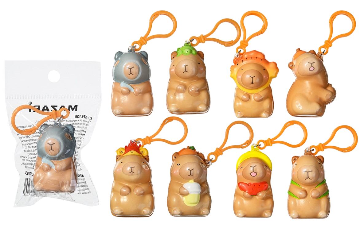 Soft Keychain Capybara, assorted