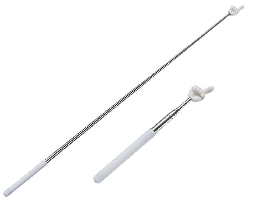 Teleskopiska norādītāja ar pirkstu, balta