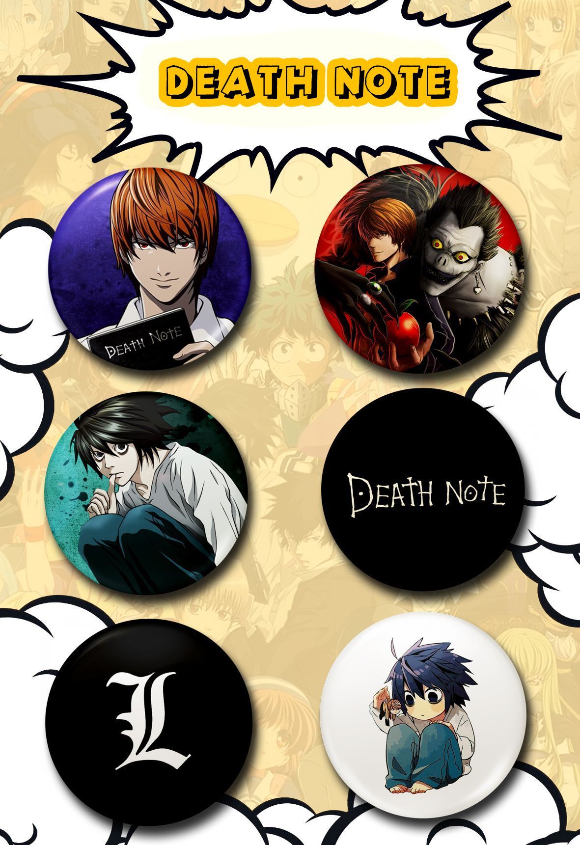 Zestaw przypinek - Anime: Death Note