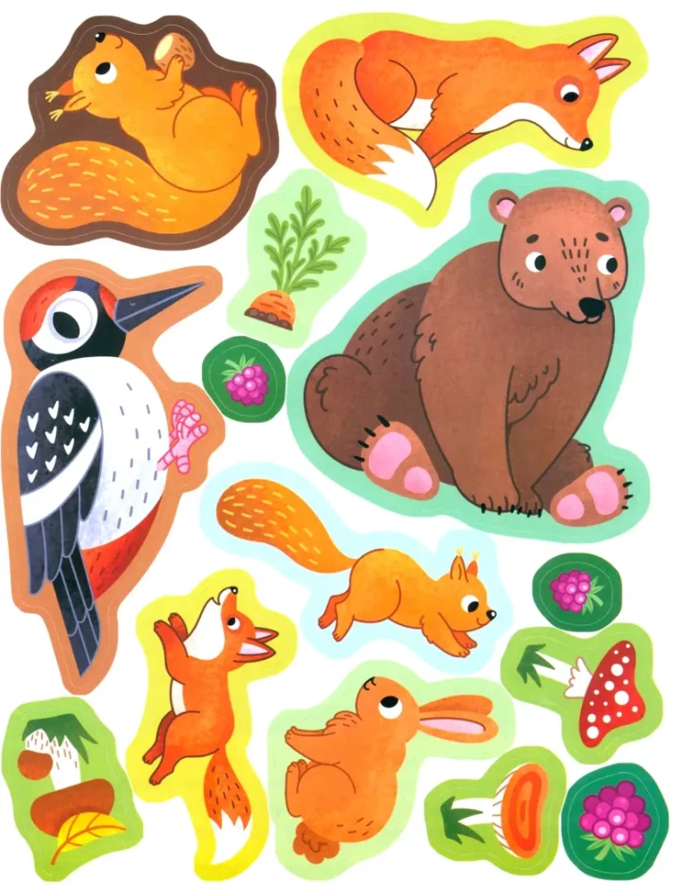 Die Bewohner des Waldes: Stickerbuch