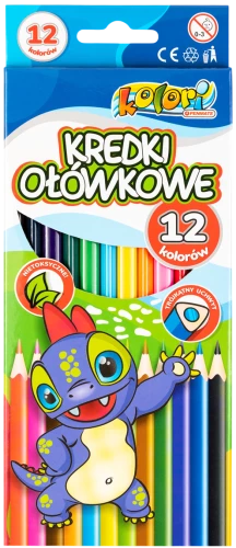 Trójkątne kredki - Dino (12 kolorów)