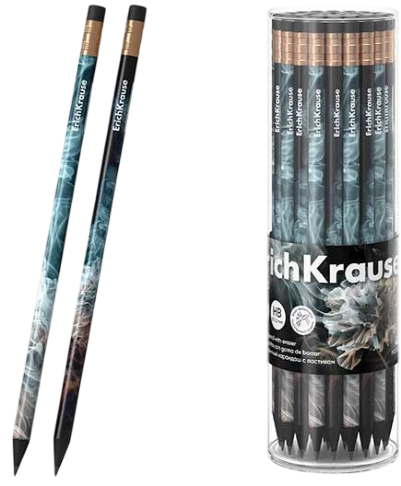 Ołówki grafitowe z gumką - Fluid, HB