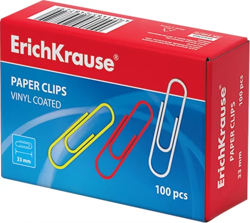 Metalowe spinacze z powłoką winylową ErichKrause kolorowe, 33mm