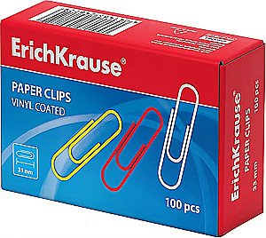 Metalowe spinacze z powłoką winylową ErichKrause kolorowe, 33mm